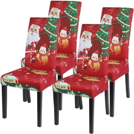 DEVENIRRICHE Ensemble De 4 Housses De Chaise De Noël, Housse De Chaise Extensible Universelle Moderne Housse De Fête De Noël Décoration Protecteur Housse De Chaise Restaurant De Fête, Style 2 3 DEVENIRRICHE Ensemble De 4 Housses De Chaise De Noël, Housse De Chaise Extensible Universelle Moderne Housse De Fête De Noël Décoration Protecteur Housse De Chaise Restaurant De Fête, Style 2