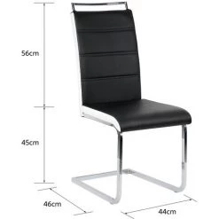 YONGQING Lot De 6 Chaises De Salle à Manger Piètement Chromé Revêtement Synthétique Noir Et Blanc - Noir-blanc -banc et tabouret Soldes Boutique 42755846 4