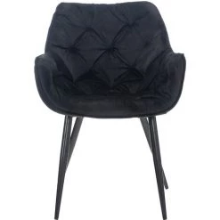 CLP Lot De 4 Chaises De Salle à Manger Tanna En Velours Piètement En Métal Noir Noir -banc et tabouret Soldes Boutique 42826564 2