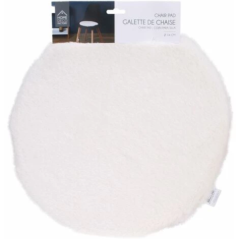 TOILINUX Lot De 6 Galettes De Chaises Rondes En Fausse Fourrure - Diamètre 34 Cm - Ecru - Diamètre 34, Epaisseur 2 Cm - Beige 4 TOILINUX Lot De 6 Galettes De Chaises Rondes En Fausse Fourrure - Diamètre 34 Cm - Ecru - Diamètre 34, Epaisseur 2 Cm - Beige – Image 2