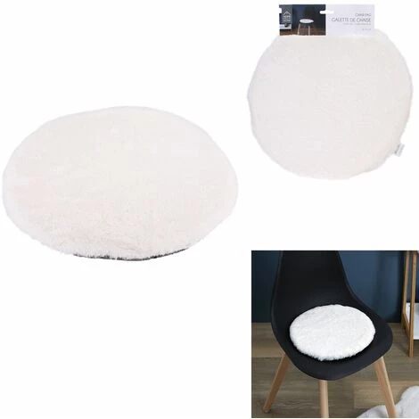 TOILINUX Lot De 6 Galettes De Chaises Rondes En Fausse Fourrure - Diamètre 34 Cm - Ecru - Diamètre 34, Epaisseur 2 Cm - Beige 5 TOILINUX Lot De 6 Galettes De Chaises Rondes En Fausse Fourrure - Diamètre 34 Cm - Ecru - Diamètre 34, Epaisseur 2 Cm - Beige – Image 3