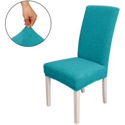 HAPPYSHOPPING Housse De Chaise De Salle à Manger, Housse De Chaise Amovible à Haute élasticité Housse De Protection De Siège De Chaise Lavable, Motif Jacquard, Housse De Chaise Pour Cérémonie De Mariage à L'hôtel, Bleu Paon, Modèle: Bleu Paon - Modèle : Bleu Paon