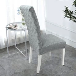 HAPPYSHOPPING Housse De Chaise De Salle à Manger, Housse De Chaise Amovible à Haute élasticité Housse De Protection De Siège De Chaise Lavable, Motif Jacquard, Housse De Chaise Pour Cérémonie De Mariage à L'hôtel, Gris, Modèle: Jacquard Petit Animal Gris - Modèle:Jacqu -banc et tabouret Soldes Boutique 42945145 3