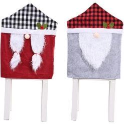 ILOVEMILAN 2 Couverture De Chaise De Noël Père Noël Gris Rouge Décoration De Housse De Chaise Noël Housses De Chaise Housses De Protection Pour Fête
