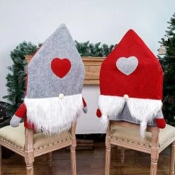 ENSEMBLE DE MEUBLES 2 Santa Claus Gris Rouge Noël Housse De Chaise Housse De Chaise Décorative En Forme De Coeur Paquet De Siège Chaise Housse De Fête -banc et tabouret Soldes Boutique 43105759 3