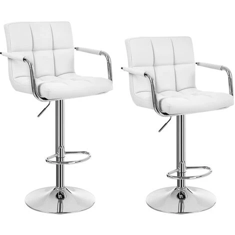 SONGMICS Lot De 2 Tabourets De Bar Avec Accoudoirs, Dossier Charge Maximale : 120kg-déporté Blanc LJB93W 3 SONGMICS Lot De 2 Tabourets De Bar Avec Accoudoirs, Dossier Charge Maximale : 120kg-déporté Blanc LJB93W