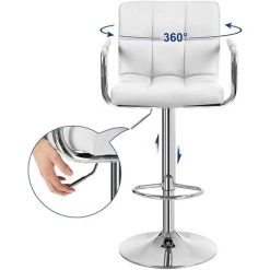 SONGMICS Lot De 2 Tabourets De Bar Avec Accoudoirs, Dossier Charge Maximale : 120kg-déporté Blanc LJB93W 9 SONGMICS Lot De 2 Tabourets De Bar Avec Accoudoirs, Dossier Charge Maximale : 120kg-déporté Blanc LJB93W -banc et tabouret Soldes Boutique 4327428 3