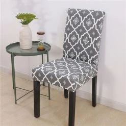 LITZEE 2pcs Housse De Chaise, Doux Et Extensible Couverture De Chaise De Salle à Manger, Très Facile à Nettoyer, Bouquet, Hôtel, Décor De Restaurant Gris Britannique 45-60cm De Haut, 36-50cm De Long, 36-50cm De Large