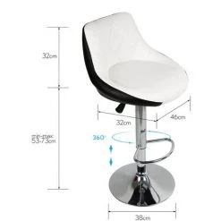 YONGQING Tabourets De Bar Cuisine - Tabouret De Bar Lot De 2 - Siège Bien Rembourré, En Cuir Artificiel Chaise De Bar Similicuir - Blanc Et Noir - Blanc-noir 10 YONGQING Tabourets De Bar Cuisine - Tabouret De Bar Lot De 2 - Siège Bien Rembourré, En Cuir Artificiel Chaise De Bar Similicuir - Blanc Et Noir - Blanc-noir -banc et tabouret Soldes Boutique 43315078 4