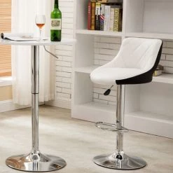 YONGQING Tabourets De Bar Cuisine - Tabouret De Bar Lot De 2 - Siège Bien Rembourré, En Cuir Artificiel Chaise De Bar Similicuir - Blanc Et Noir - Blanc-noir 11 YONGQING Tabourets De Bar Cuisine - Tabouret De Bar Lot De 2 - Siège Bien Rembourré, En Cuir Artificiel Chaise De Bar Similicuir - Blanc Et Noir - Blanc-noir -banc et tabouret Soldes Boutique 43315078 5