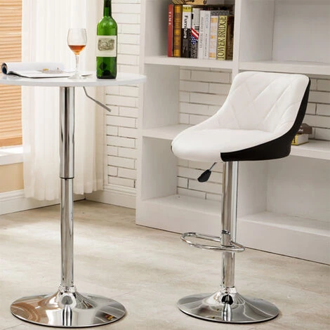 YONGQING Tabourets De Bar Cuisine - Tabouret De Bar Lot De 2 - Siège Bien Rembourré, En Cuir Artificiel Chaise De Bar Similicuir - Blanc Et Noir - Blanc-noir 7 YONGQING Tabourets De Bar Cuisine - Tabouret De Bar Lot De 2 - Siège Bien Rembourré, En Cuir Artificiel Chaise De Bar Similicuir - Blanc Et Noir - Blanc-noir – Image 5