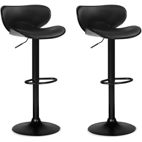 IDMARKET Lot De 2 Tabourets De Bar SAM Noirs Vintage 4 IDMARKET Lot De 2 Tabourets De Bar SAM Noirs Vintage – Image 2