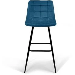 IDMARKET Lot De 4 Tabourets De Bar MADY En Velours Bleu -banc et tabouret Soldes Boutique 43413095 4