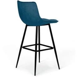 IDMARKET Lot De 4 Tabourets De Bar MADY En Velours Bleu -banc et tabouret Soldes Boutique 43413095 5