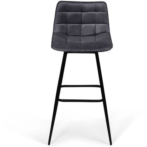 IDMARKET Lot De 4 Tabourets De Bar MADY En Velours Gris Foncé 6 IDMARKET Lot De 4 Tabourets De Bar MADY En Velours Gris Foncé – Image 4