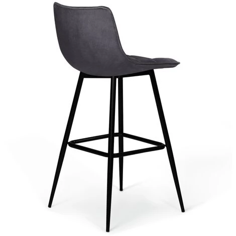 IDMARKET Lot De 4 Tabourets De Bar MADY En Velours Gris Foncé 7 IDMARKET Lot De 4 Tabourets De Bar MADY En Velours Gris Foncé – Image 5