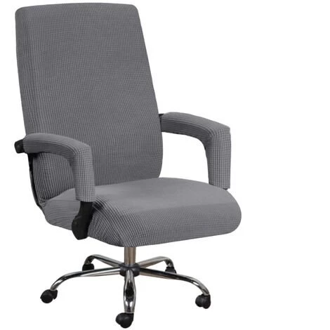 AIDUCHO Housse De Chaise De Bureau Avec Accoudoirs En Lycra Jacquard Antidérapant Souple Et Extensible Lavable En Machine, Polyester, (Large, Gris Clair) 3 AIDUCHO Housse De Chaise De Bureau Avec Accoudoirs En Lycra Jacquard Antidérapant Souple Et Extensible Lavable En Machine, Polyester, (Large, Gris Clair)
