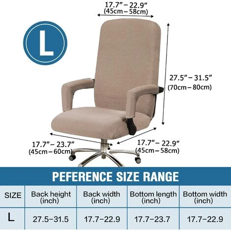 AIDUCHO Housse De Chaise De Bureau Avec Accoudoirs En Lycra Jacquard Antidérapant Souple Et Extensible Lavable En Machine, Polyester, (Large, Gris Clair) 5 AIDUCHO Housse De Chaise De Bureau Avec Accoudoirs En Lycra Jacquard Antidérapant Souple Et Extensible Lavable En Machine, Polyester, (Large, Gris Clair) – Image 3