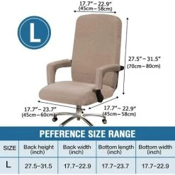 AIDUCHO Housse De Chaise De Bureau Avec Accoudoirs En Lycra Jacquard Antidérapant Souple Et Extensible Lavable En Machine, Polyester, (Grand, Noir) -banc et tabouret Soldes Boutique 43423594 3