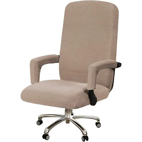 AIDUCHO Housse De Chaise De Bureau Avec Accoudoirs En Lycra Jacquard Antidérapant Souple Et Extensible Lavable En Machine, Polyester, (Grand, Sable) 3 AIDUCHO Housse De Chaise De Bureau Avec Accoudoirs En Lycra Jacquard Antidérapant Souple Et Extensible Lavable En Machine, Polyester, (Grand, Sable)