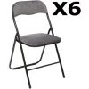 Lot De 6 Chaises Pliantes Velours Gris Foncé - Longueur 44 X Hauteur 79 X Profondeur 52 Cm -PEGANE- -banc et tabouret Soldes Boutique 43530363 1