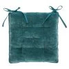 Lot De 4 Galettes De Chaises En Velours Coloris Bleu - L. 38 X L. 38 Cm -PEGANE-