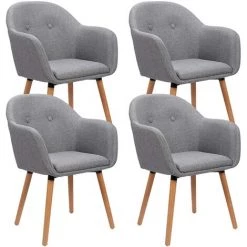 WOLTU Lot De 4 Chaises De Cuisine. Chaises De Salle à Manger.Chaises De Relax En Lin Et Bois Massif.Gris Foncé