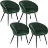 WOLTU 4 X Chaises De Salle à Manger. Chaise De Réunion. En Velours Et Métal.Chaise De Cuisine. Vert Foncé