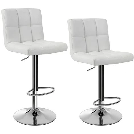 SONGMICS Lot De 2 Tabourets De Bar Avec Dossier Hauteur Réglable 95-115cm Blanc LJB64W - Blanc 3 SONGMICS Lot De 2 Tabourets De Bar Avec Dossier Hauteur Réglable 95-115cm Blanc LJB64W - Blanc