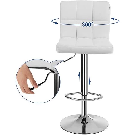 SONGMICS Lot De 2 Tabourets De Bar Avec Dossier Hauteur Réglable 95-115cm Blanc LJB64W - Blanc 5 SONGMICS Lot De 2 Tabourets De Bar Avec Dossier Hauteur Réglable 95-115cm Blanc LJB64W - Blanc – Image 3