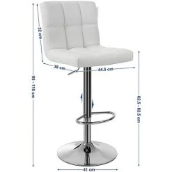 SONGMICS Lot De 2 Tabourets De Bar Avec Dossier Hauteur Réglable 95-115cm Blanc LJB64W - Blanc 11 SONGMICS Lot De 2 Tabourets De Bar Avec Dossier Hauteur Réglable 95-115cm Blanc LJB64W - Blanc -banc et tabouret Soldes Boutique 4368782 5