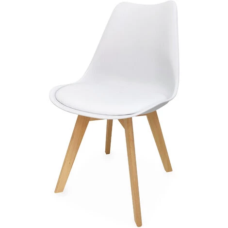 ALICE'S GARDEN Lot De 6 Chaises Scandinaves, Pieds Bois De Hêtre, Fauteuils 1 Place, Blancs - Blanc 6 ALICE'S GARDEN Lot De 6 Chaises Scandinaves, Pieds Bois De Hêtre, Fauteuils 1 Place, Blancs - Blanc – Image 4