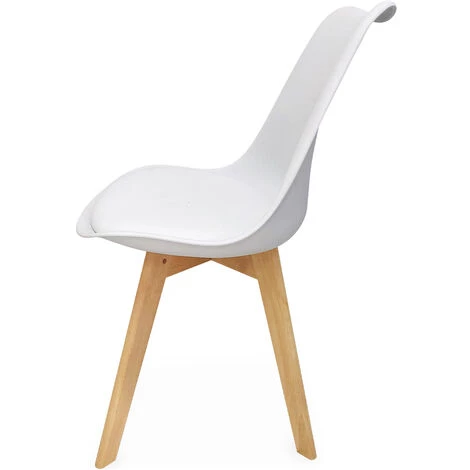 ALICE'S GARDEN Lot De 6 Chaises Scandinaves, Pieds Bois De Hêtre, Fauteuils 1 Place, Blancs - Blanc 7 ALICE'S GARDEN Lot De 6 Chaises Scandinaves, Pieds Bois De Hêtre, Fauteuils 1 Place, Blancs - Blanc – Image 5