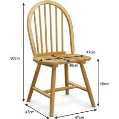 COSTWAY Lot De 2 Chaises De Salle à Manger En Bois D'Hévéa Avec Dossier, 47x47x93cm, Pour Salle à Manger/Cuisine/Restaurant, Naturel -banc et tabouret Soldes Boutique 43947664 5