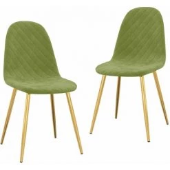 Chaises De Salle à Manger Velours 2 Pcs Vert Clair VidaXL -banc et tabouret Soldes Boutique 44088921 2