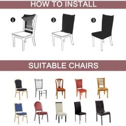 DMTOOL Housse De Chaise De Salle à Manger Stretch Extensible Antidérapante Couverture De Chaise Bleu Foncé -banc et tabouret Soldes Boutique 44100447 4