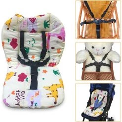 ALMI Coussin De Chaise Haute Et Bretelles, Coussin De Chaise Haute, Coussin De Chaise Haute Pour Bébé Matelassé Et Bretelles Avec Harnais 5 Points Pour Chaise Haute, 1 ensemble (girafe)