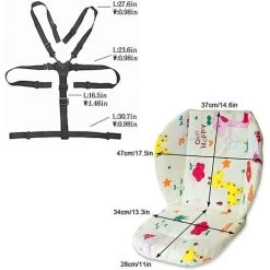 ALMI Coussin De Chaise Haute Et Bretelles, Coussin De Chaise Haute, Coussin De Chaise Haute Pour Bébé Matelassé Et Bretelles Avec Harnais 5 Points Pour Chaise Haute, 1 ensemble (girafe) -banc et tabouret Soldes Boutique 44477545 4