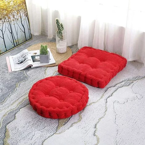TANABATA Coussin De Chaise Ronde Epais Galette De Chaise Ronde Rembourré Coussin D'assise Maison Jardin Salle à Manger 40cm Rouge Foncé 4 TANABATA Coussin De Chaise Ronde Epais Galette De Chaise Ronde Rembourré Coussin D'assise Maison Jardin Salle à Manger 40cm Rouge Foncé – Image 2