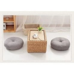 TANABATA Rond Coussin Siège, Coussin Coton Lin Tatami, Coussins Chaise épais Moelleux Pour Coussins De Chaise De Bureau, Coussin D'extérieur Amovible Et Lavable Pour Intérieur,Bluewhite,40cm(16inch) -banc et tabouret Soldes Boutique 44748829 5