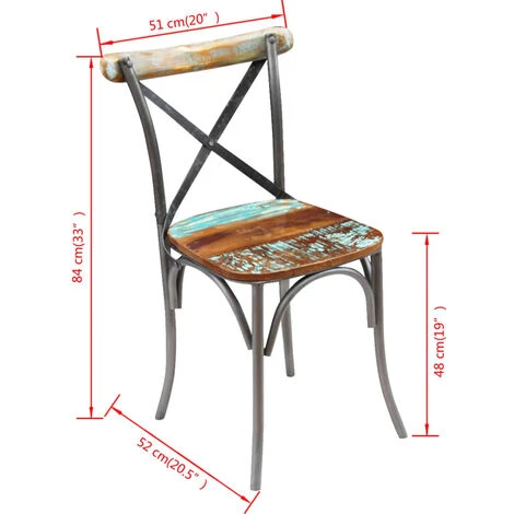 Chaises De Salle à Manger Bois De Récupération Solide 2 Pcs VidaXL 5 Chaises De Salle à Manger Bois De Récupération Solide 2 Pcs VidaXL – Image 3