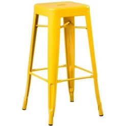 LES TENDANCES Tabouret Acier Brillant Jaune Kontoir 76 Cm