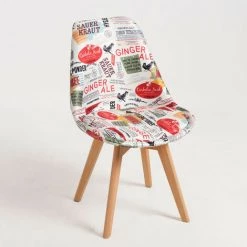 LES TENDANCES Chaise Patchwork Magasine Et Pieds Hêtre Naturel Banki