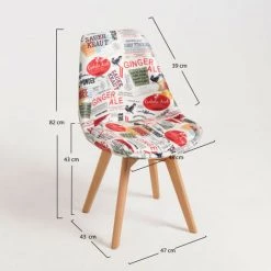 LES TENDANCES Chaise Patchwork Magasine Et Pieds Hêtre Naturel Banki -banc et tabouret Soldes Boutique 44818503 3