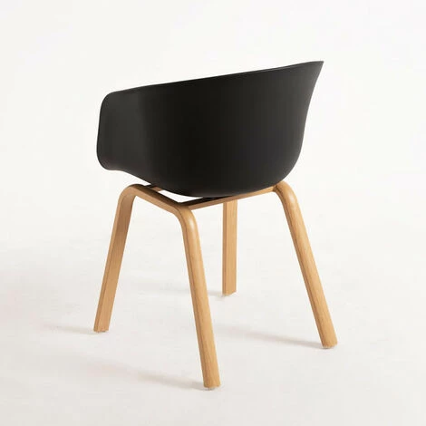 LES TENDANCES Chaise Scandinave Avec Accoudoirs Noir Et Pieds Naturel Wau 5 LES TENDANCES Chaise Scandinave Avec Accoudoirs Noir Et Pieds Naturel Wau – Image 3