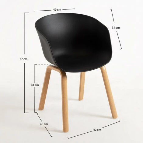 LES TENDANCES Chaise Scandinave Avec Accoudoirs Noir Et Pieds Naturel Wau 6 LES TENDANCES Chaise Scandinave Avec Accoudoirs Noir Et Pieds Naturel Wau – Image 4