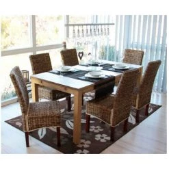 DéCOSHOP26 Lot De 6 Chaises En Rotin Banane Tressée Pieds Marron - Marron