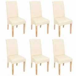 DéCOSHOP26 Set De 6 Chaises De Salle à Manger En Simili-cuir Crème Mat Pieds Clairs - Crèmem