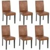 DéCOSHOP26 Lot De 6 Chaises De Salle à Manger Simili-cuir Marron Vieilli Pieds Foncés - Marron -banc et tabouret Soldes Boutique 4482504 1