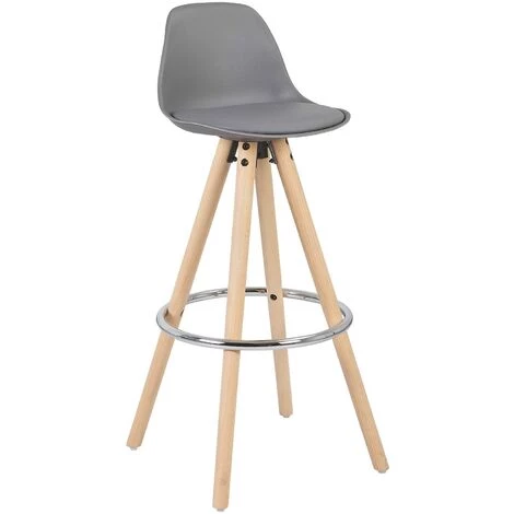 WOLTU Lot De 2 Tabourets De Bar En Similicuir Et Bois Avec Repose-pieds 38.5x33x96.5cm Gris 5 WOLTU Lot De 2 Tabourets De Bar En Similicuir Et Bois Avec Repose-pieds 38.5x33x96.5cm Gris – Image 3